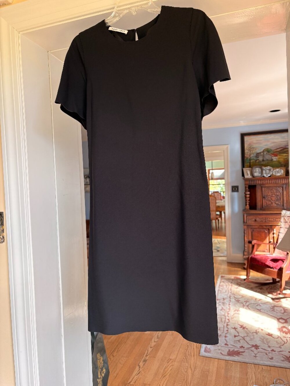 Alberta Ferretti Designer Sexy Little Black Dress Shortsleeve Bustle Ruffle $521